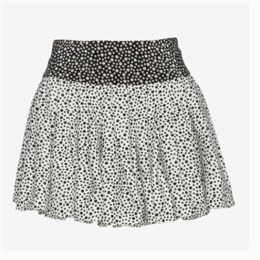 Otte Barbara Flouncy Silk Polka Dot Intermix Skirt